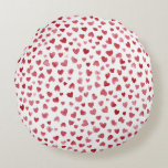 Red Pink White Hearts Love Round Cushion<br><div class="desc">Red Pink White Hearts Love Stripes</div>