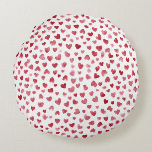 Red Pink White Hearts Love Round Cushion
