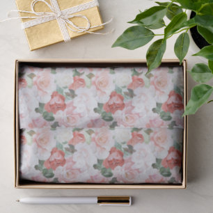 Red Pink White Roses Floral Bridal Shower Tissue Paper