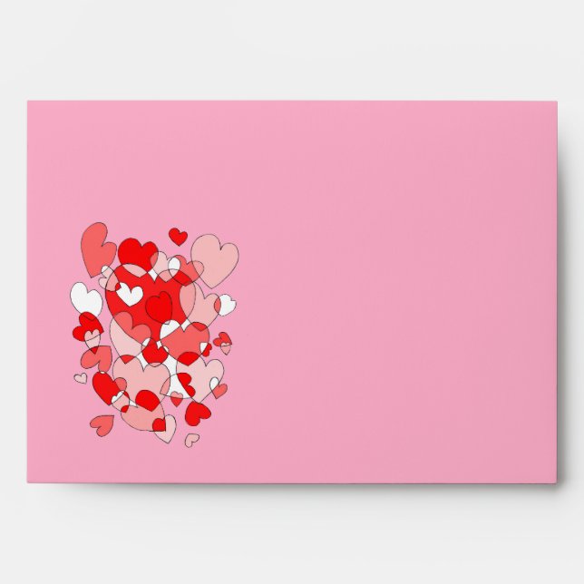 Red Pink White Wedding Hearts Love Valentines Envelope (Front)