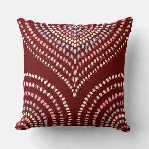 red pink yellow blue Concentric Hearts Rainbow Cushion