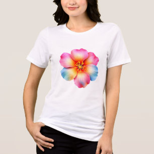 Red, Pink, Yellow, Blue Floral T-Shirt for Women Tri-Blend Shirt