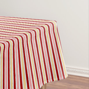 Red Pink & Yellow Hand-Drawn Stripes Tablecloth