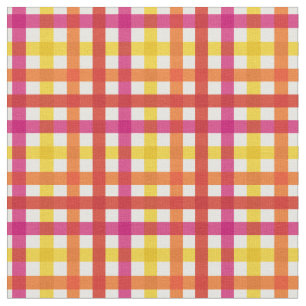 Red, Pink & Yellow Hot Summer Rainbow Plaid Tartan Fabric