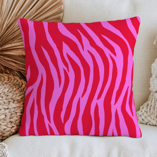 Red& Pink Zebra Pattern Retro Maximalist Cushion