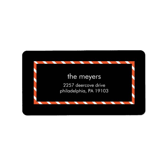 Red Pinstripe Black Modern Festive Family Xmas Label (Front)