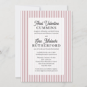 Red Pinstripe Rustic Bride's Parents Remarried Invitation