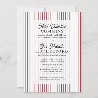 Red Pinstripe Rustic Bride's Parents Remarried Invitation