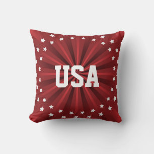 Red Pinwheel with White Stars Cushion
