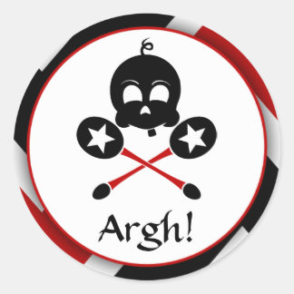 Red Pirate Baby Skull & Cross Rattles Sm Sticker