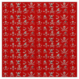 RED PIRATE BANNERS SKULL,CROSSED BONES,SWORDS FABRIC