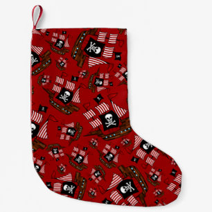 Red pirate ship pattern small christmas stocking
