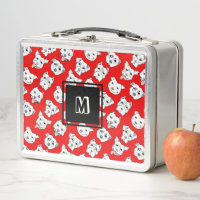 Red Pit Bull Dog Pattern Monogram