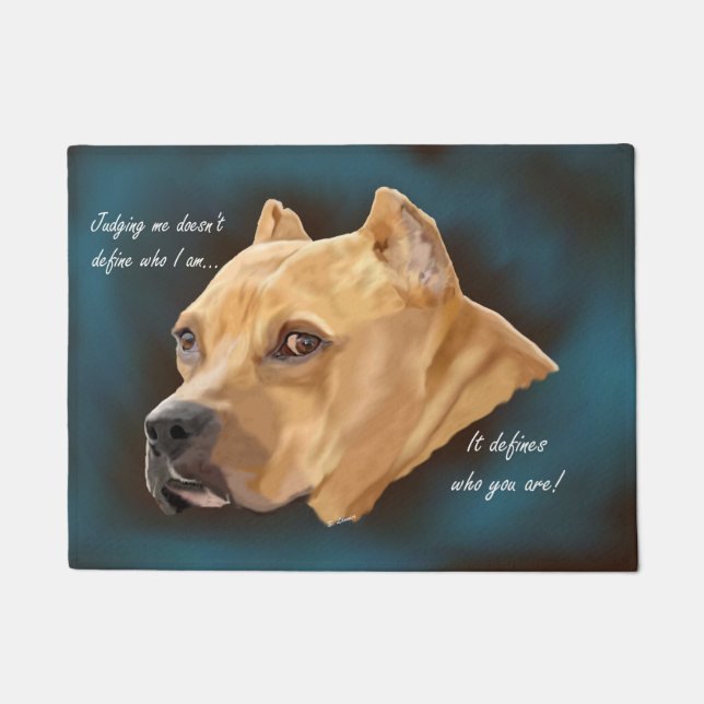 Red Pitbull Dog Doormat (Front)