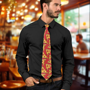 Red Pizza Cartoon Fun & Stylish Tie