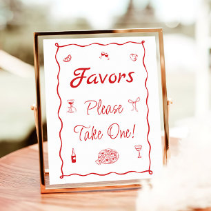 Red Pizza That's Amore Bridal Shower Favor Poster