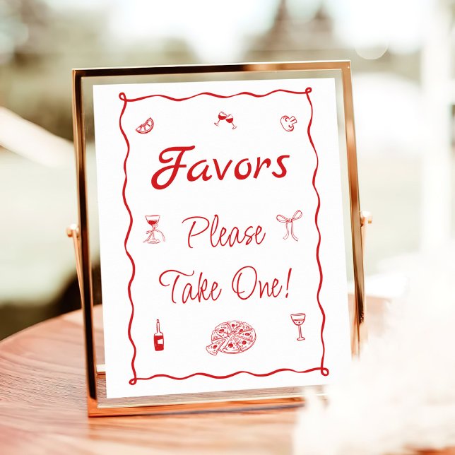 Red Pizza That's Amore Bridal Shower Favour Poster (Creator Uploaded)