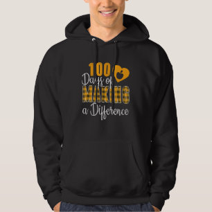 Red Plaid 100 Days Of Making Difference 100th Day Hoodie