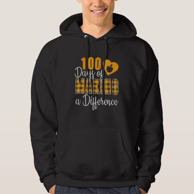 Red Plaid 100 Days Of Making Difference 100th Day  Hoodie (Front)