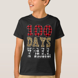 Red Plaid 100 Days Y'all Funny 100th Day Of School T-Shirt