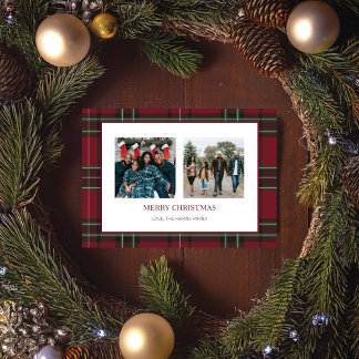 Red Plaid 2 Photo Christmas Card