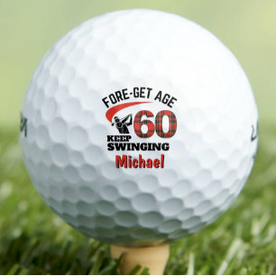Red Plaid 60th Birthday Party FORE-Get Age 60 Golf Balls