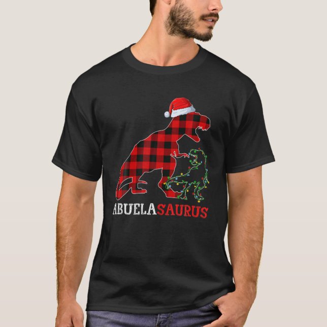 Red Plaid Abuela Dinosaur T-Shirt (Front)