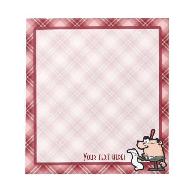 Red Plaid Accountant Notepad (Front)