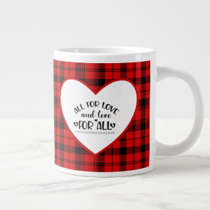 Red Plaid All For Love Large Coffee Mug