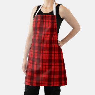 Red Plaid All-Over Print Apron, Medium Apron