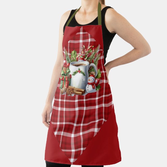 Red Plaid and Little Sleeping Deer Apron (Insitu)