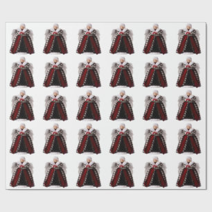 Red Plaid Angel White Wrapping Paper