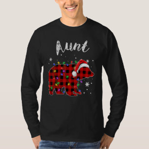 Red Plaid Aunt Bear Matching Family Christmas Paja T-Shirt