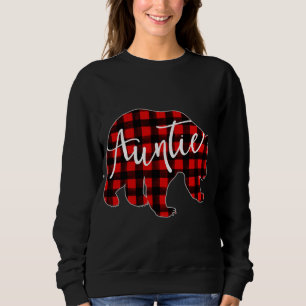 Red Plaid Auntie Bear Matching Family Christmas Ev Sweatshirt