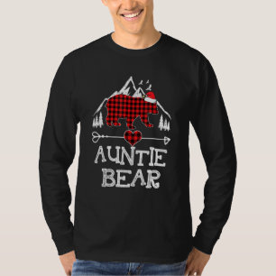 Red Plaid Auntie Bear  Matching Pajama Family T-Shirt