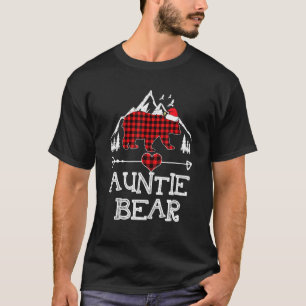 Red Plaid Auntie Bear  Matching Pajama Family T-Shirt