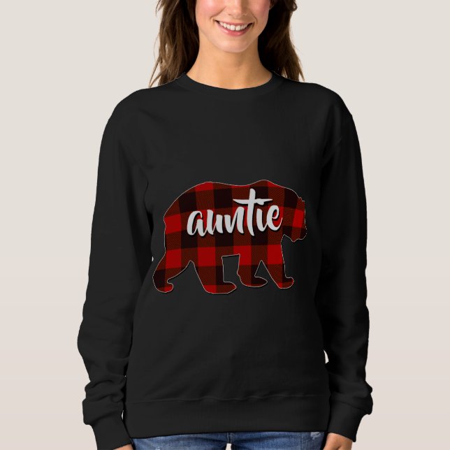 Red Plaid Auntie Buffalo Matching Family Pajama Ch Sweatshirt (Front)