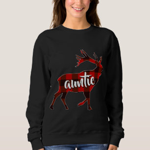 Red Plaid Auntie Buffalo Matching Family Reindeer  Sweatshirt