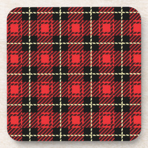 Red Plaid Background Coaster