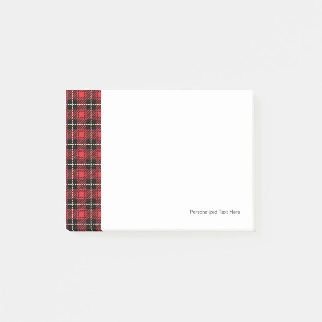 Red Plaid Background Post-it Notes (Front)
