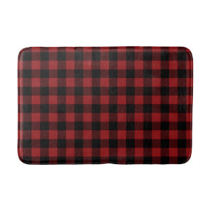 Red Plaid Bath Mat