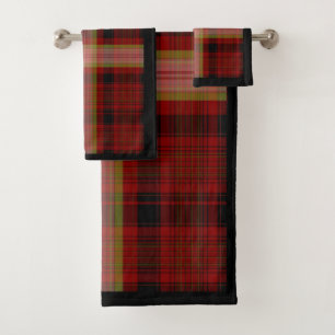 Red Plaid Bathroom Towel Set