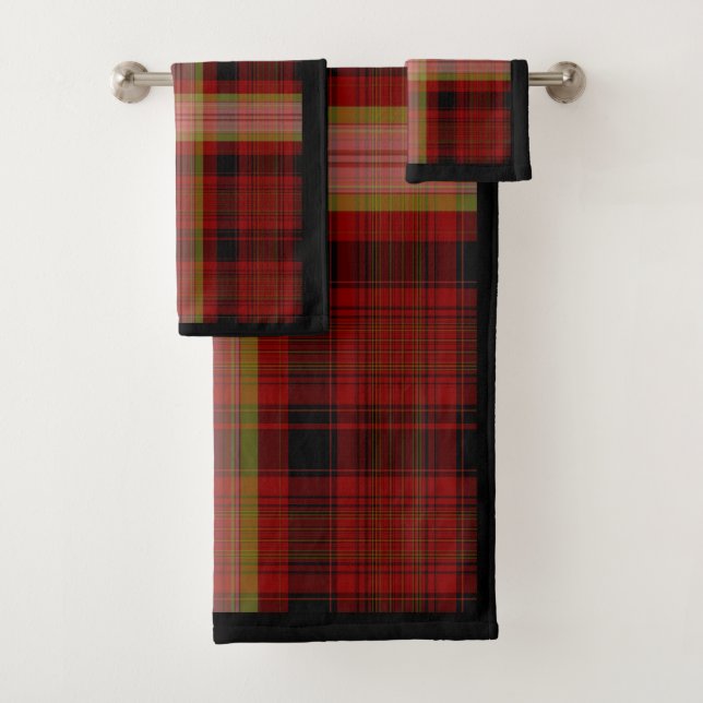 Red Plaid Bathroom Towel Set (Insitu)