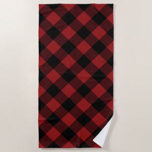 Red Plaid Beach Towel