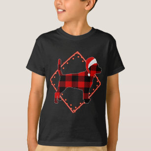 Red Plaid Beagle Dog Christmas Pyjamas Family Xmas T-Shirt