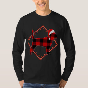 Red Plaid Beagle Dog Christmas Pyjamas Family Xmas T-Shirt