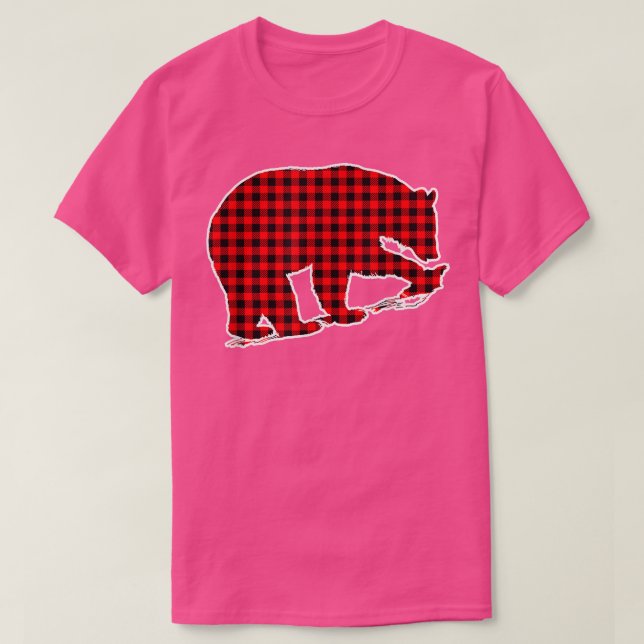 Red Plaid Bear 1703  T-Shirt (Design Front)