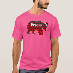 Red Plaid Bear Christmas Pajama Brother Matching F T-Shirt