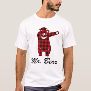 Red Plaid Bear Dabbing Christmas Pajama Mr T-Shirt