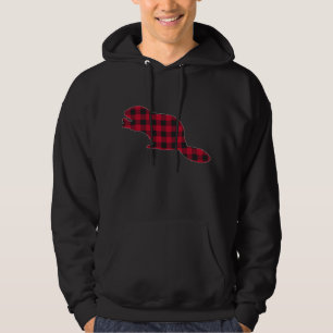 Red Plaid Beaver Christmas Matching Buffalo Family Hoodie